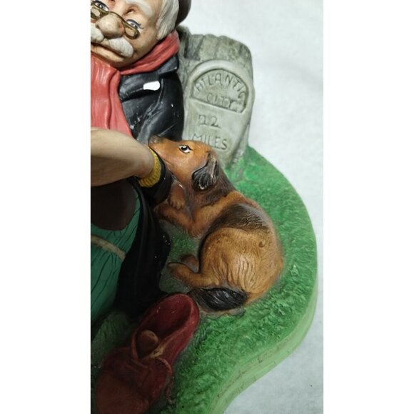 Vintage Chalkware Travelers Rest Homeless Man & Dog Figurine‎ Hand-Painted - Picture 10 of 16